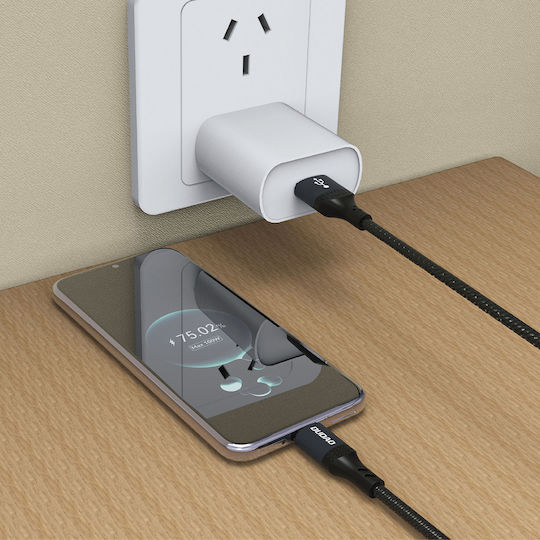 Dudao Braided USB 2.0 Cable USB-C male - USB-A Μαύρο 1.2m 304004-181520