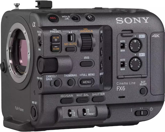 Sony Βιντεοκάμερα FX6 4K UHD @ 120fps Αισθητήρας CMOS Αποθήκευση σε Κάρτα Μνήμης με Οθόνη Αφής 3.5" και HDMI / WiFi