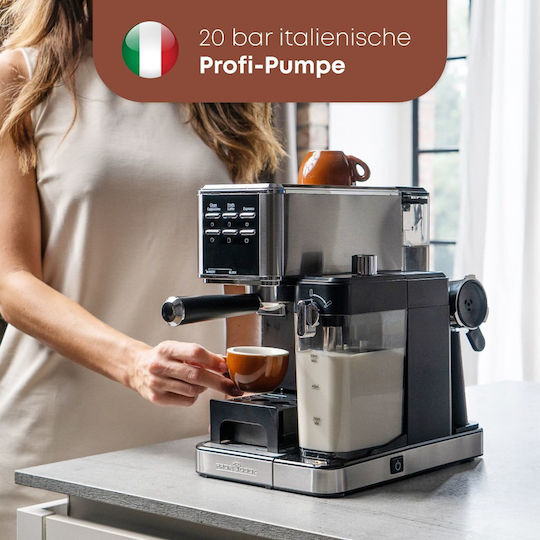 Profi Cook PC-ES-KA1266 Espressoare 1350W Presiune 20bar Pentru Cappuccino Gri