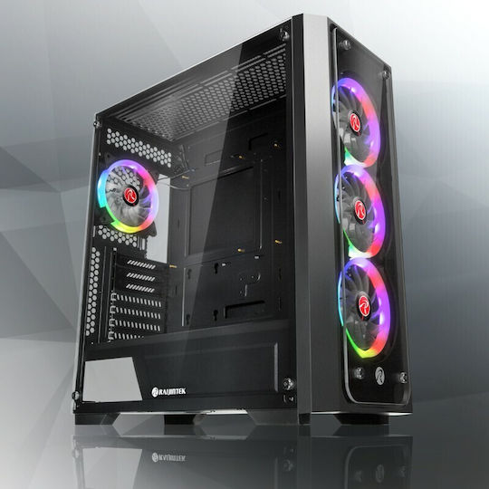 Raijintek Ponos TG4 Gaming Midi Tower Computer Case with Side Window Black