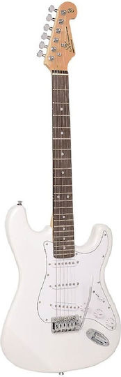 SX Guitars ED-1 White Chitară Electrică cu SSS Configurație Doze Albă cu Husă