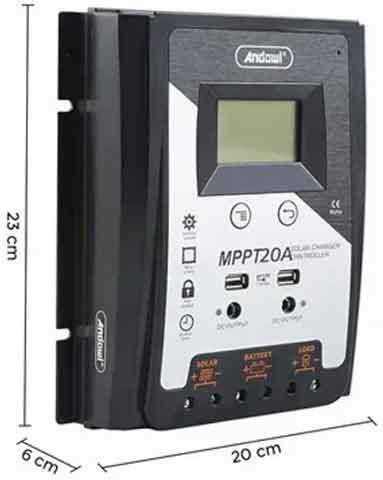 Andowl Ρυθμιστής Φόρτισης Φωτοβολταϊκών 30amber Mppt 20a Solar Charge Controller