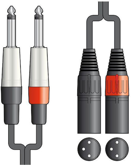 Citronic 26j-2xm300 2 x XLR female to 2 x 6.3mm male 3m Cable (24034)