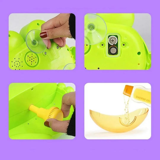 Distribuitor de spumă pentru baie în formă de broască cu muzică pentru copii de 3 ani+ Abs Verde