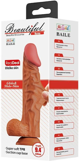 Baile Buraq Ρεαλιστικό Dildo με Όρχεις και Βεντούζα Flesh 24cm