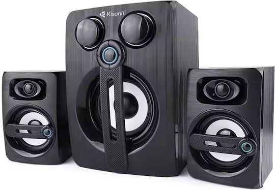 Kisonli TM-9000A Ηχεία Υπολογιστή 2.1 με Bluetooth και Ισχύ 30W σε Μαύρο Χρώμα