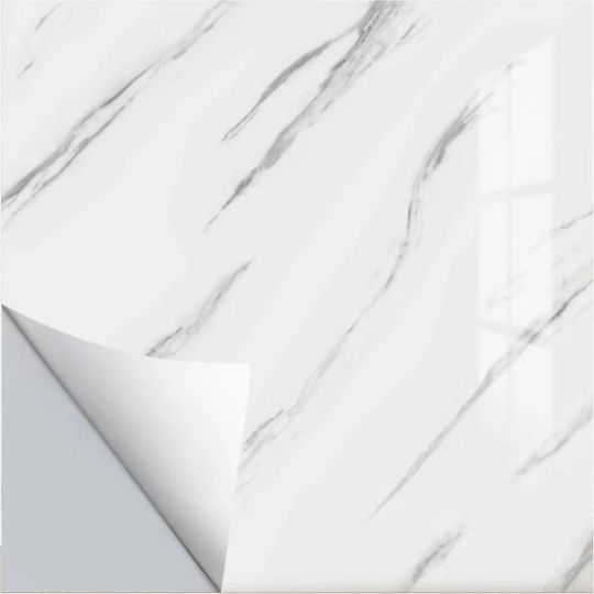 Set 5 Panouri Decorative Autoadezive Marmură Design din PVC 60x60cm Negru Alb Crem