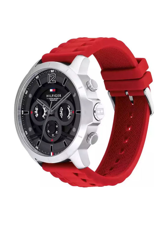 Tommy Hilfiger Luca Мъжки Часовник 50мм На Батерия с Червен Каучук Каишка