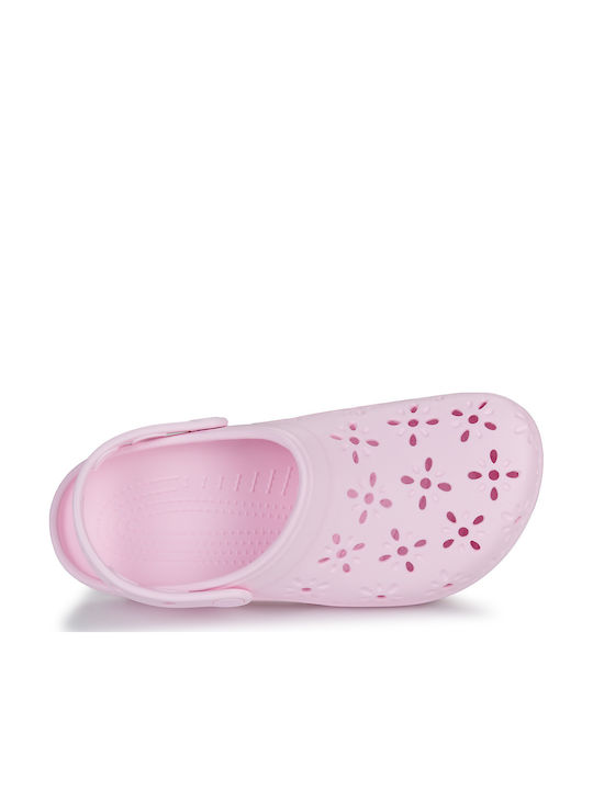 Crocs Classic Floral Γυναικεία Σαμπό Ροζ