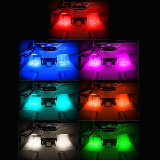4 1 Αυτοκίνητο Universal Colorful Audi Acoustic Led Atmosphere Lights Πολύχρωμο Διακοσμητικό Φωτιστικό Φωτιστικό Λαμπτήρες 48led Smd-5050 Τηλεχειριστήριο Dc 12v 7w