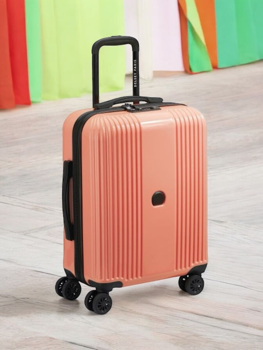 Delsey Ophelie Cabin Travel Suitcase Hard Coral Pink with 4 Wheels Height 55cm 389380319EU