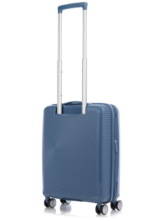 American Tourister Soundbox Spinner Cabin Hard Blue Suitcase with 4 Wheels Height 55cm