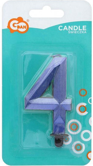 GoDan Birthday Candle Number "4" in Blue Color