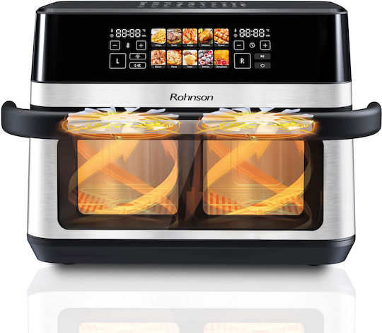Rohnson Air Fryer με Διπλό Αποσπώμενο Κάδο 12lt Ασημί R-2882