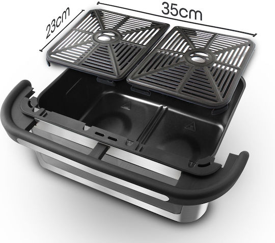 Rohnson Air Fryer με Διπλό Αποσπώμενο Κάδο 12lt Ασημί R-2882