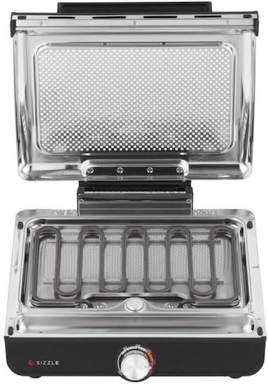Ninja Sizzle Tabletop Electric Grill Smooth and Ribbed Plate 1450W with Lid and Adjustable Thermostat 37cmx28cmcm
