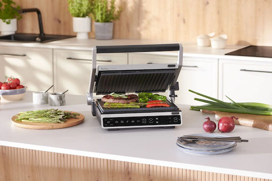 Amica Tabletop Electric Grill Grill 2000W Inox with Adjustable Thermostat 29cmx26cmcm