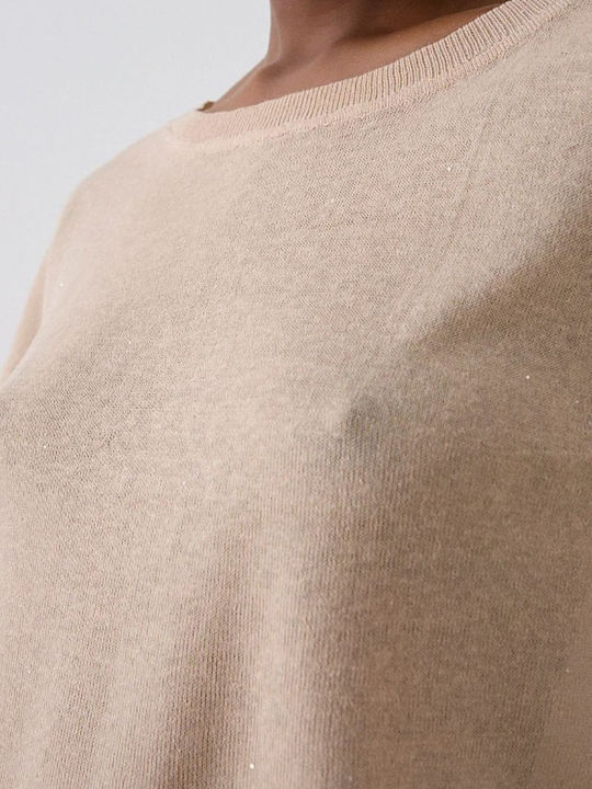 Damen Pullover mit 3/4-Ärmeln Beige