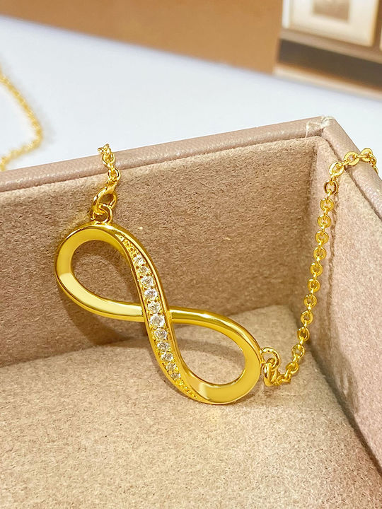 By Queen Κολιέ Σύμβολο Του Άπειρου Gold Zircon