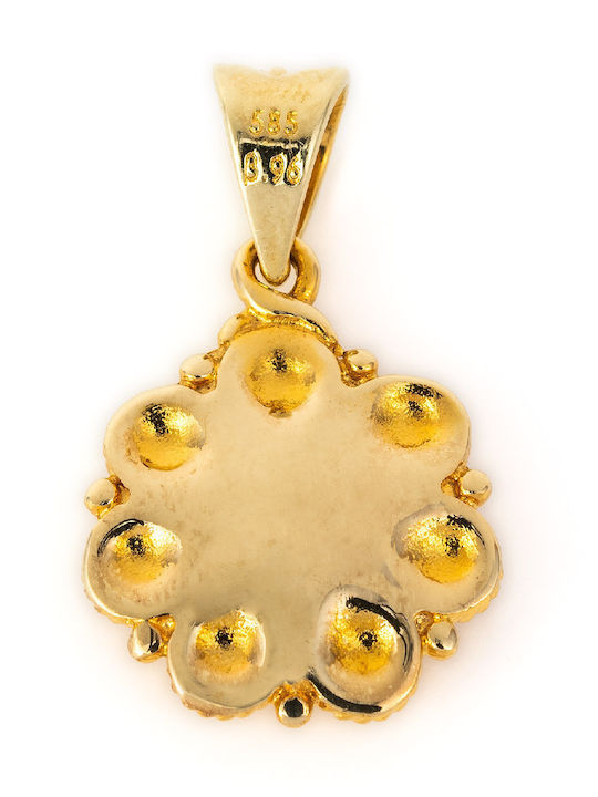 George Art Jewels Charm Ροζέτα από Χρυσό 14Κ Μπλε