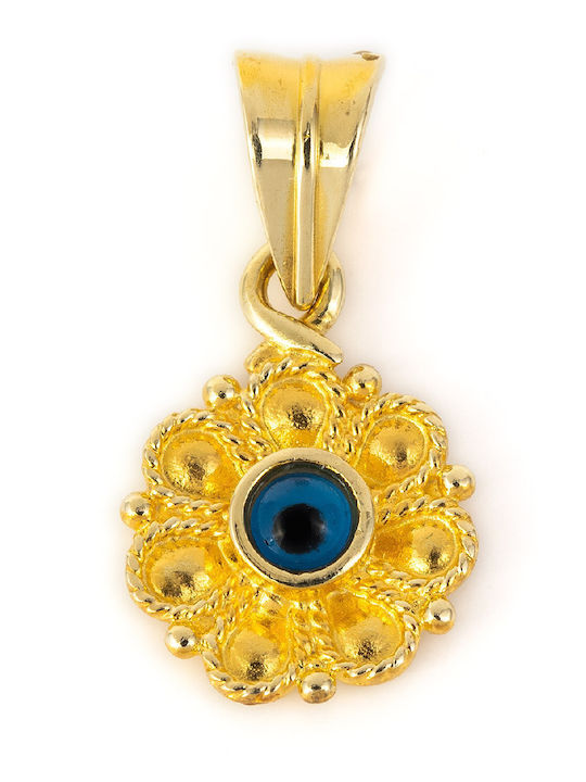 George Art Jewels Charm Ροζέτα από Χρυσό 14Κ Μπλε