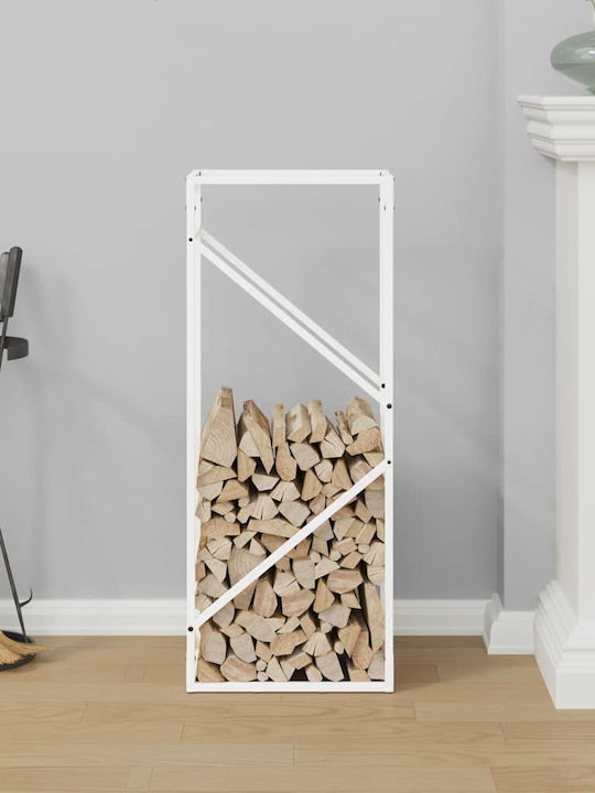 vidaXL Inox Ράφι Αποθήκευσης Ξύλων 40x25x100cm Λευκό