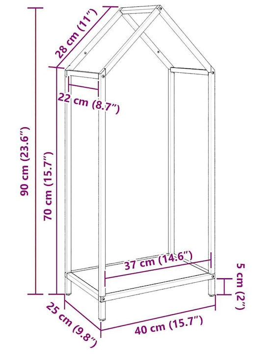 vidaXL Inox Ράφι Αποθήκευσης Ξύλων 40x25x90cm Πράσινο