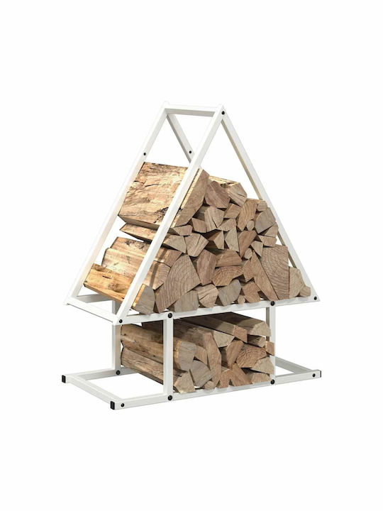 vidaXL Inox Ράφι Αποθήκευσης Ξύλων 50x25x60cm Λευκό