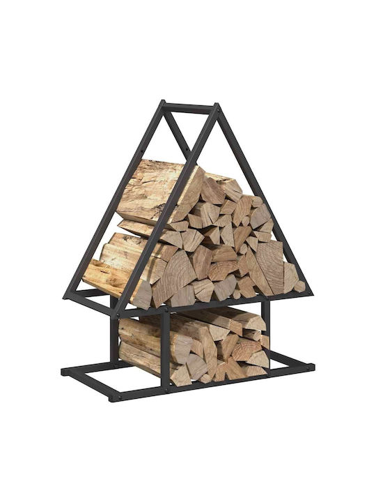 vidaXL Inox Ράφι Αποθήκευσης Ξύλων 50x25x60cm Μαύρο