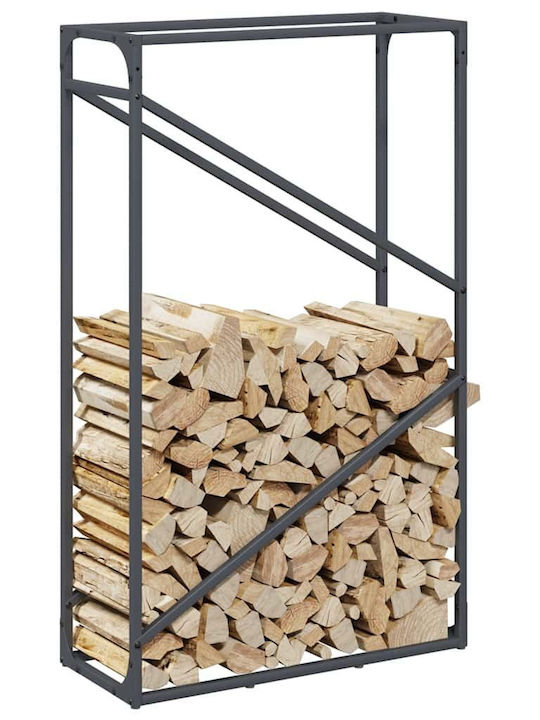 vidaXL Inox Ράφι Αποθήκευσης Ξύλων 60x25x100cm Γκρι
