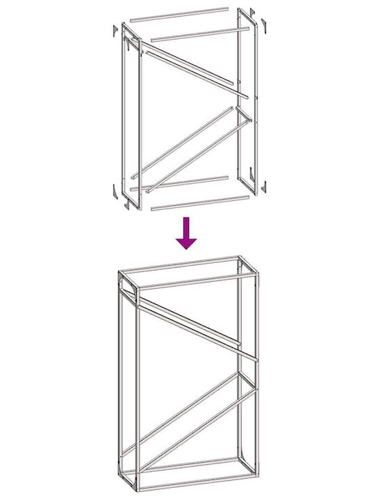 vidaXL Inox Ράφι Αποθήκευσης Ξύλων 60x25x100cm Μαύρο