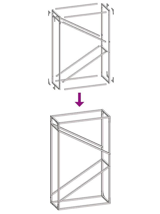 vidaXL Inox Ράφι Αποθήκευσης Ξύλων 60x25x100cm Γκρι
