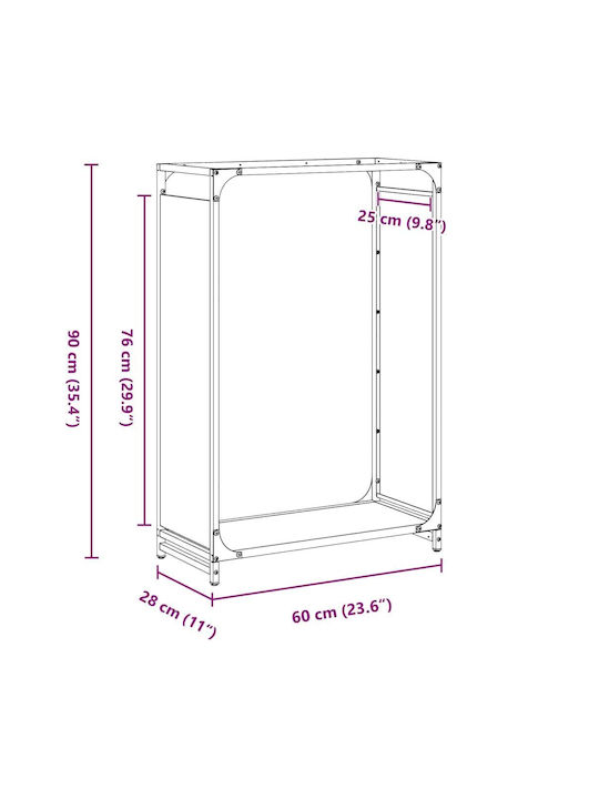 vidaXL Inox Ράφι Αποθήκευσης Ξύλων 60x28x90cm Λευκό