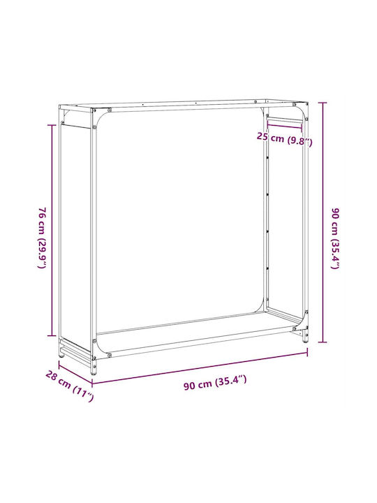 vidaXL Lemn de foc Inox Raft Depozitare lemne 90x28x90cm Alb
