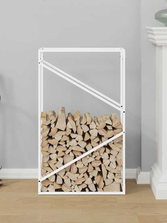 vidaXL Inox Ράφι Αποθήκευσης Ξύλων 60x25x100cm Λευκό