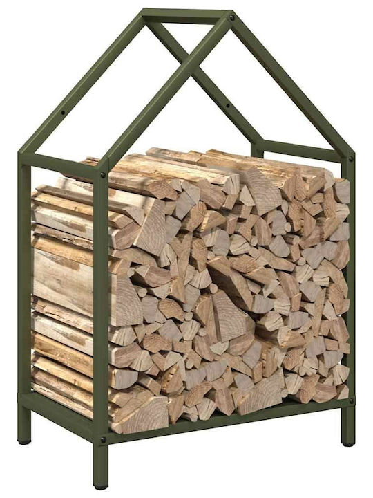 vidaXL Дърва за огрев Inox Рафт Съхранение на Дърва 40x25x60см Зелен