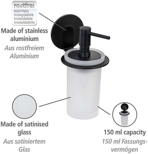 Wenko Dispenser Γυάλινο Μαύρο 150ml