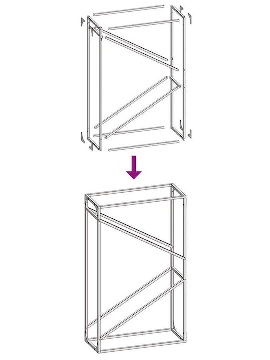 vidaXL Inox Ράφι Αποθήκευσης Ξύλων 60x25x100cm Λευκό