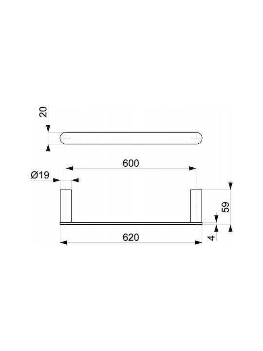 KFA Single Wall-Mounted Bathroom Rail ​60x60cm Inox Gold