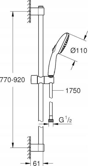 Grohe Tempesta 110 Slide Bar with Showerhead and Hose