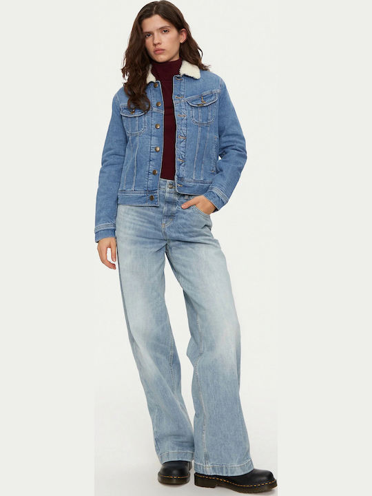 Scurtă Jachetă de femei din denim Albastru