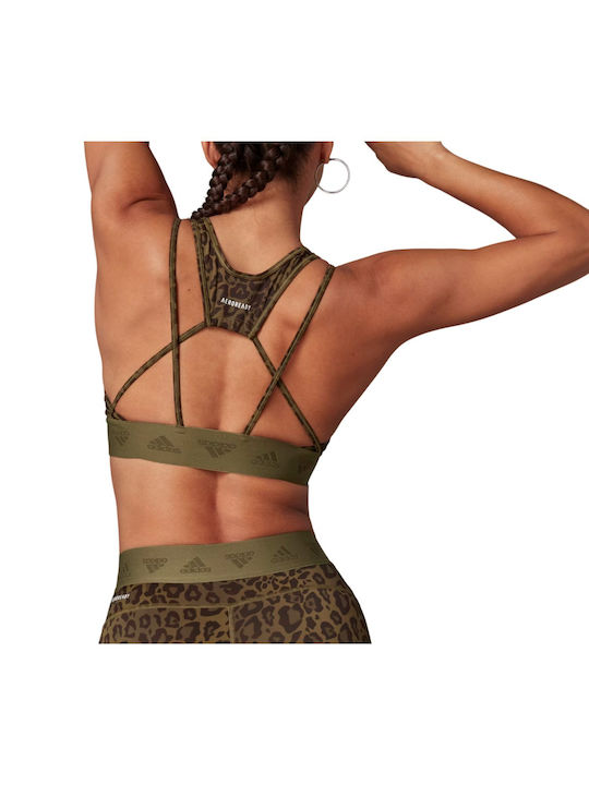 adidas Hyperglam Light Support Women's Sports Bra without Padding Khaki