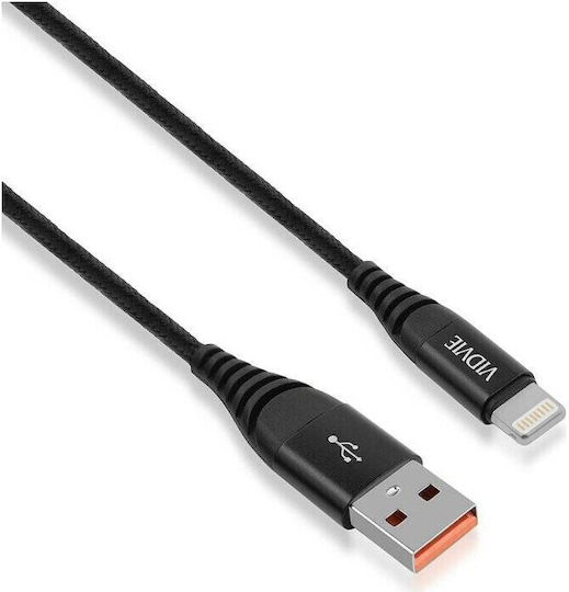 Vidvie USB-A to Lightning Cable Μαύρο 1.2m