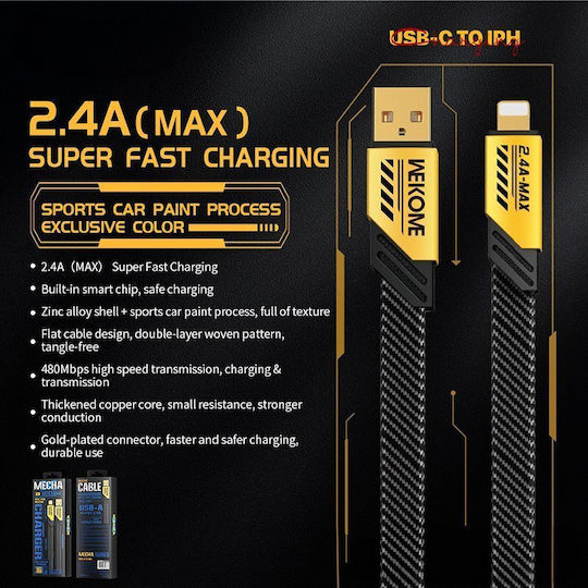 WK USB-A to Lightning Cable Black 1m (WK-WDC-190_01_YELLOW)