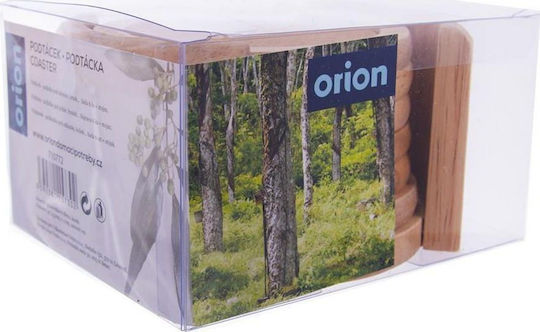 Orion Στρογγυλό Σουβέρ Ξύλινο με Βάση Μπεζ 12cm 6τμχ