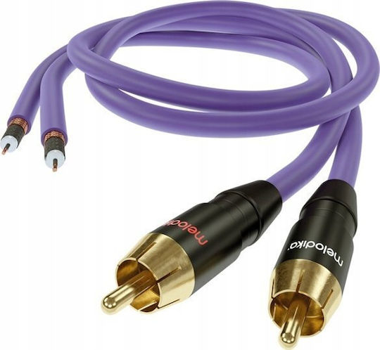 Melodika Кабел 2x RCA мъжки - 2x RCA мъжки 12м MD2R120