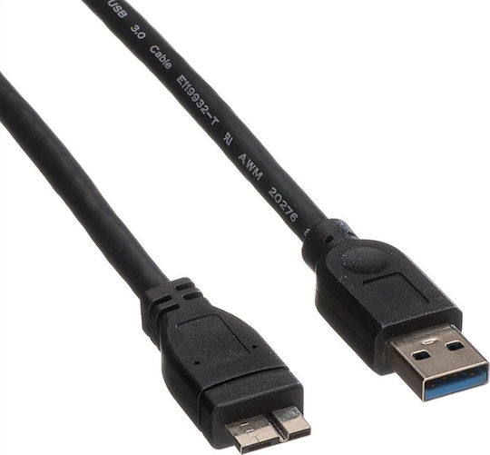 Roline Regular USB 2.0 to micro USB Cable Μαύρο 2m 1τμχ