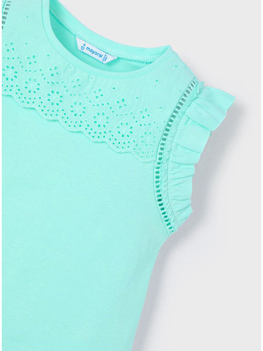 Mayoral Children's Blouse Aqua Ruffle