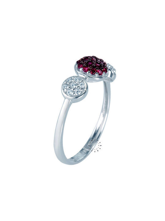 Savvidis Ring with Zircon made of White gold 14K