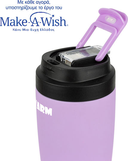 Nava "we Care" Glas Thermosflasche Rostfreier Stahl 500ml Lilac mit Stroh